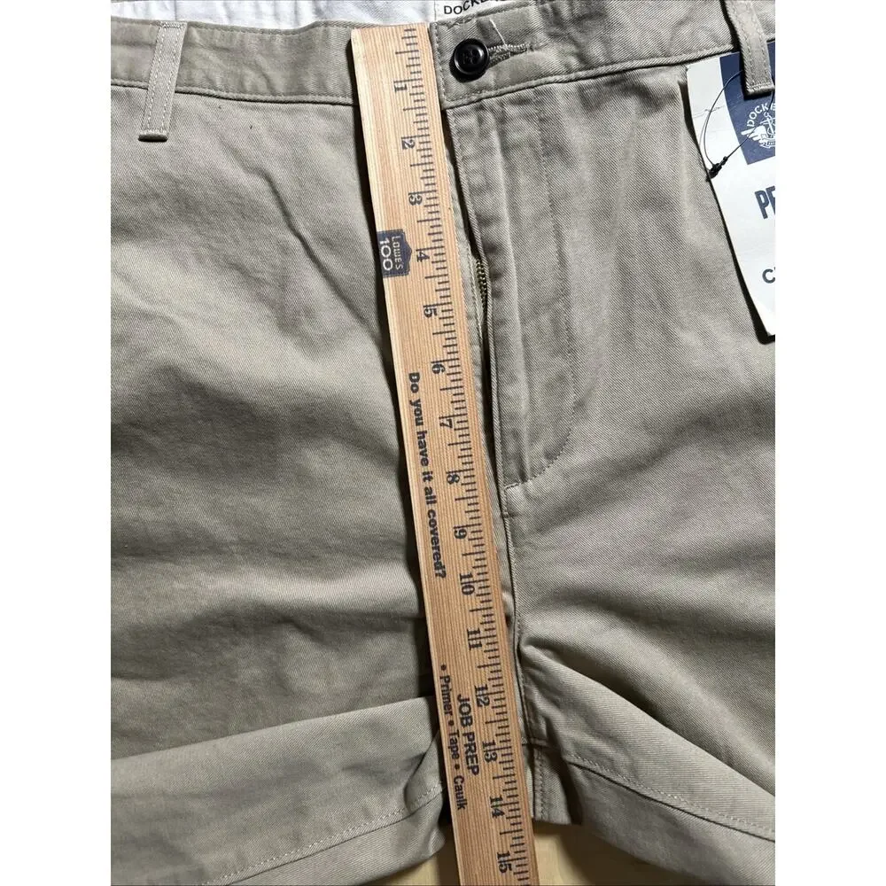 NEW Dockers “Perfect Short” Classic Fit Flat Front 100% Cotton Tan Men’s Size 42